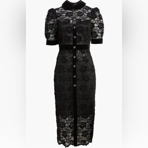 NVLT Black Lace and Velvet Dress